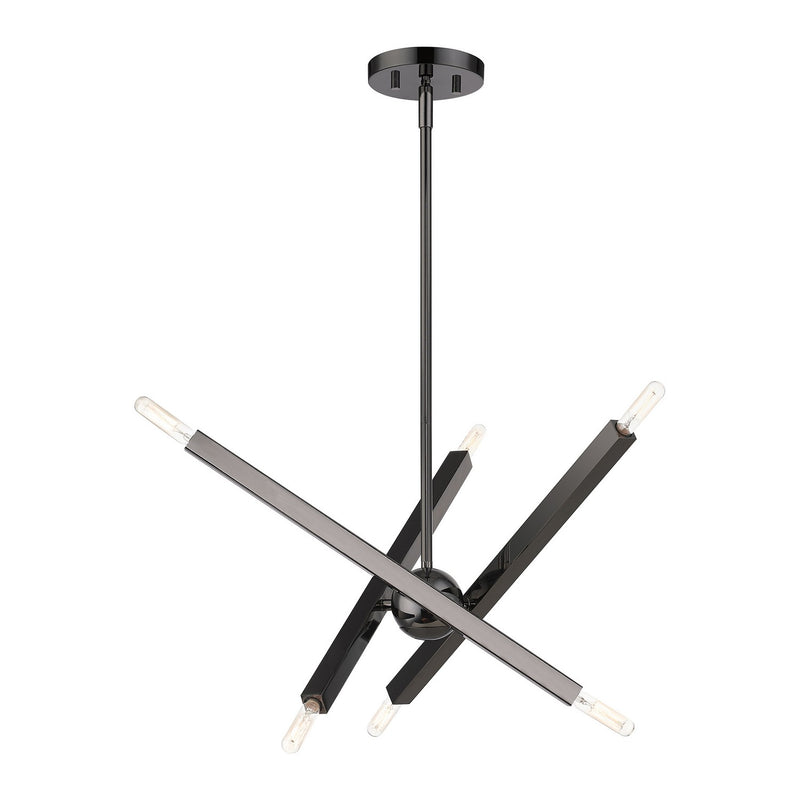 Livex Lighting 46984-46 Six Light Chandelier, Black Chrome