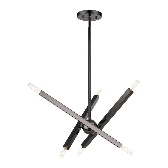 Livex Lighting 46984-46 Six Light Chandelier, Black Chrome