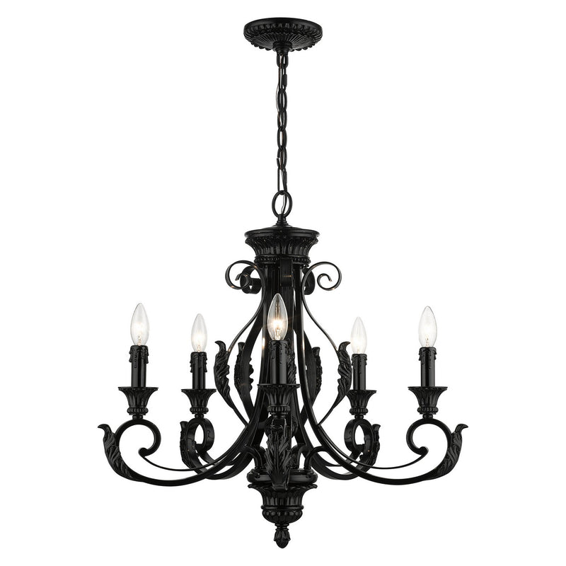 Livex Lighting 49065-68 Five Light Chandelier, Shiny Black