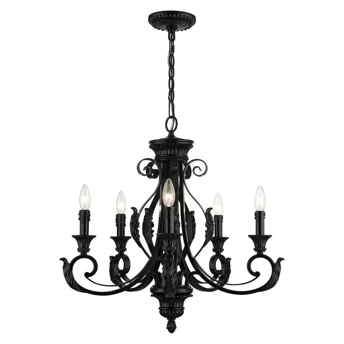 Livex Lighting 49065-68 Five Light Chandelier, Shiny Black