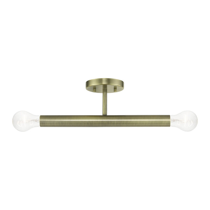 Livex Lighting 51139-01 Two Light Semi-Flush Mount, Antique Brass