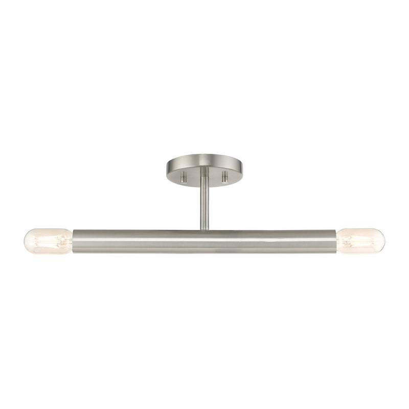 Livex Lighting 51139-91 Two Light Semi-Flush Mount, Brushed Nickel