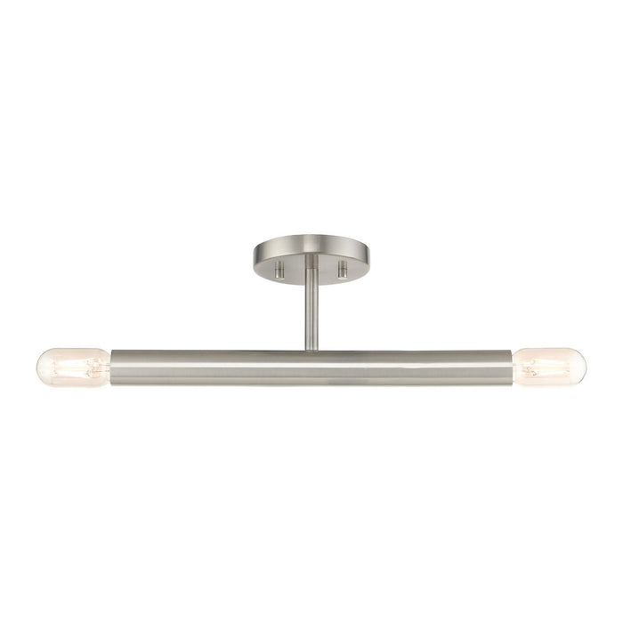 Livex Lighting 51139-91 Two Light Semi-Flush Mount, Brushed Nickel