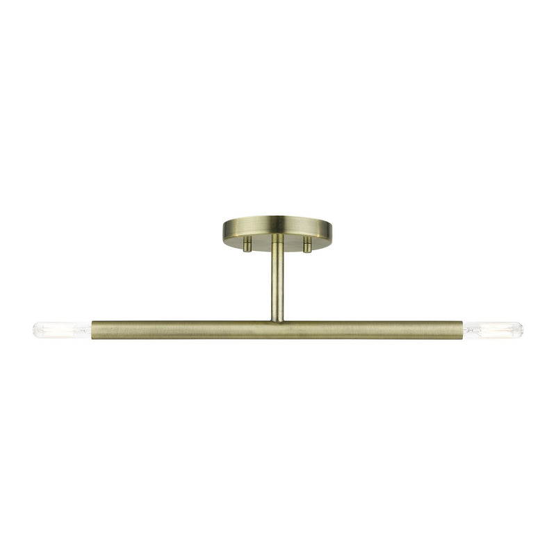 Livex Lighting 51179-01 Two Light Semi-Flush Mount, Antique Brass