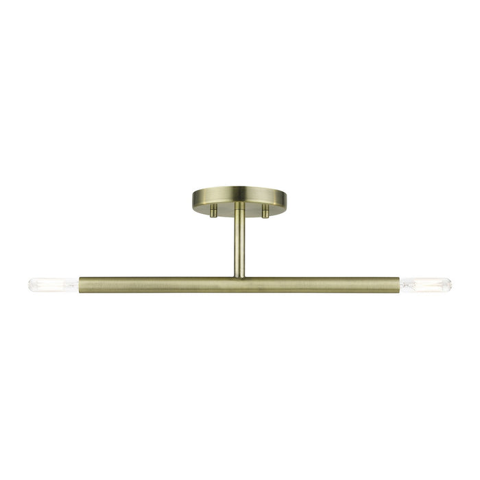 Livex Lighting 51179-01 Two Light Semi-Flush Mount, Antique Brass