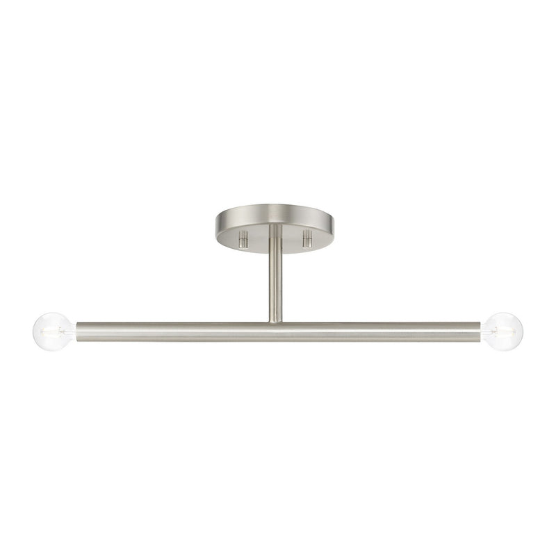 Livex Lighting 51179-91 Two Light Semi-Flush Mount, Brushed Nickel