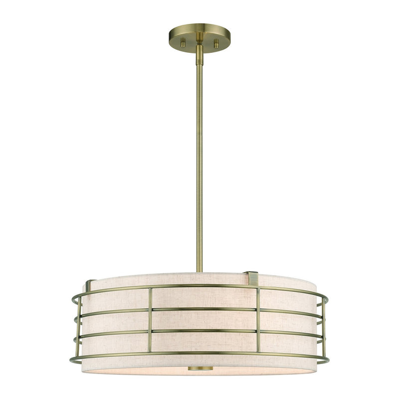 Livex Lighting 55114-01 Four Light Pendant Chandelier, Antique Brass