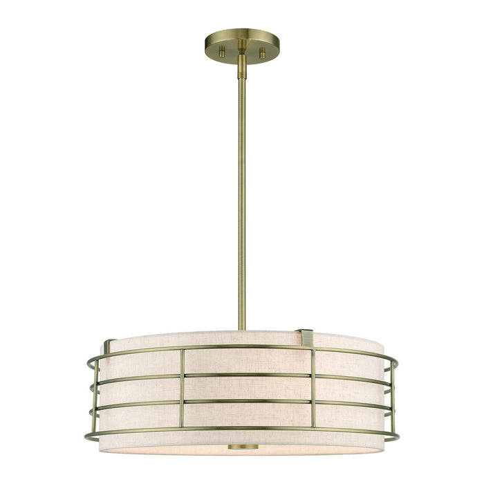 Livex Lighting 55114-01 Four Light Pendant Chandelier, Antique Brass