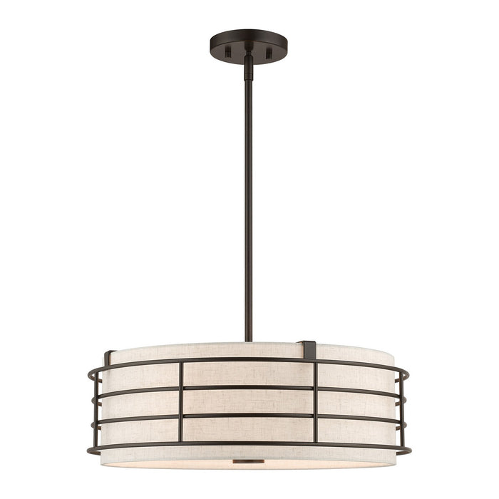 Livex Lighting 55114-92 Four Light Pendant Chandelier, English Bronze