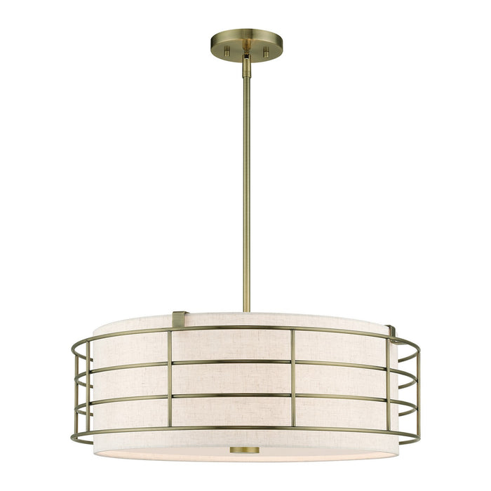 Livex Lighting 55115-01 Five Light Pendant Chandelier, Antique Brass