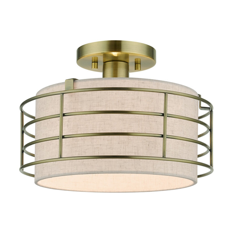 Livex Lighting 55117-01 One Light Semi-Flush Mount, Antique Brass