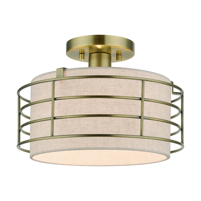 Livex Lighting 55117-01 One Light Semi-Flush Mount, Antique Brass