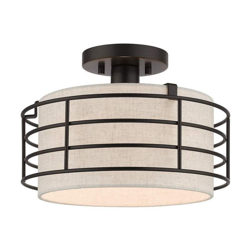 Livex Lighting 55117-92 One Light Semi-Flush Mount, English Bronze