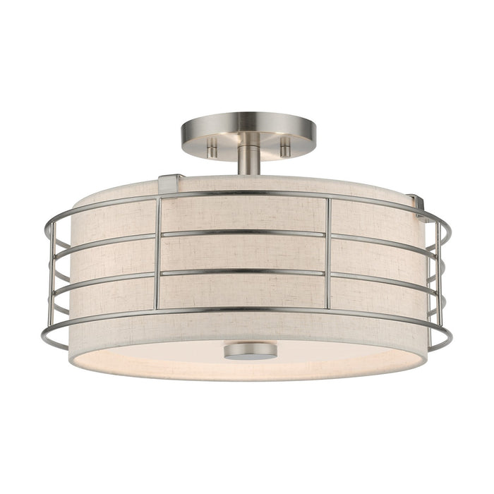Livex Lighting 55118-91 Three Light Semi-Flush Mount, Brushed Nickel