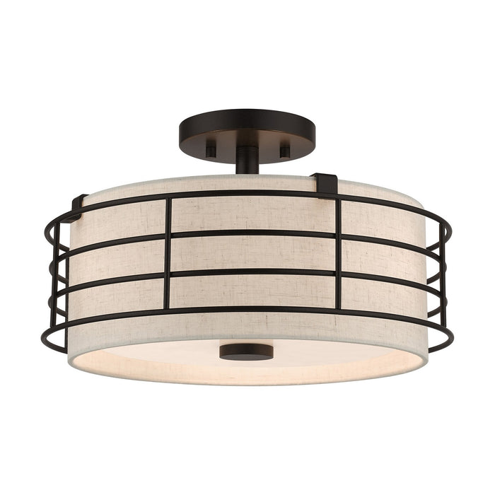 Livex Lighting 55118-92 Three Light Semi-Flush Mount, English Bronze