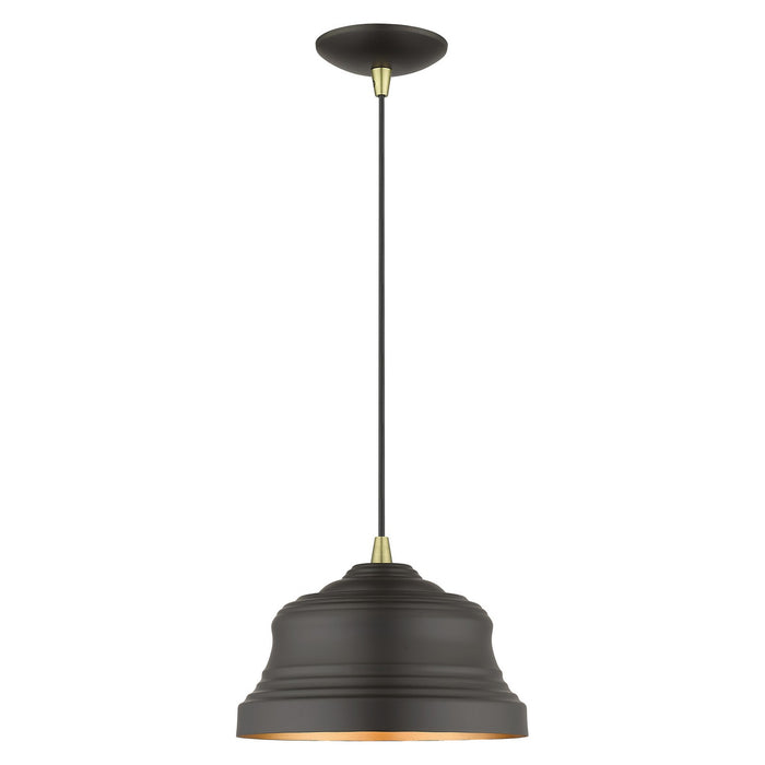 Livex Lighting 55902-07 One Light Pendant, Bronze with Antique Brass