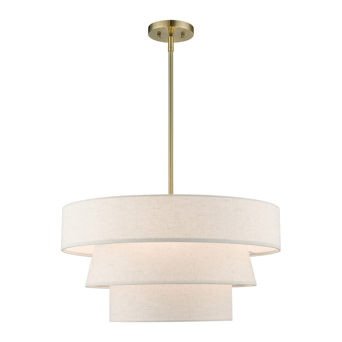 Livex Lighting 56724-01 Four Light Pendant Chandelier, Antique Brass