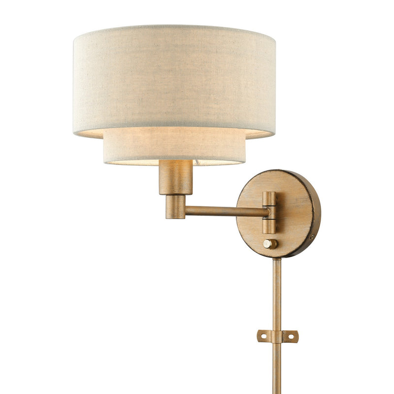 Livex Lighting 58880-48 One Light Swing Arm Wall Lamp, Antique Gold Leaf