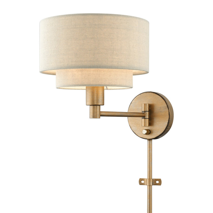 Livex Lighting 58880-48 One Light Swing Arm Wall Lamp, Antique Gold Leaf