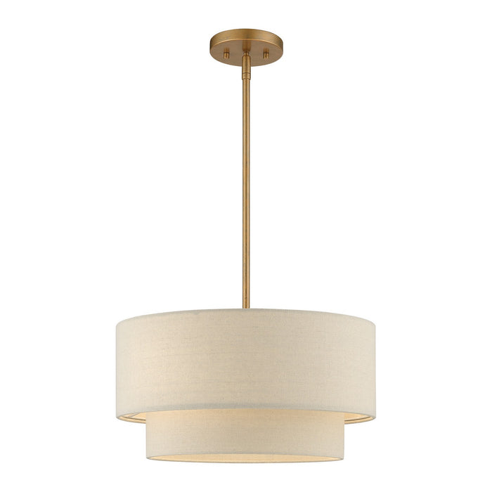 Livex Lighting 58892-48 Three Light Pendant Chandelier, Antique Gold Leaf
