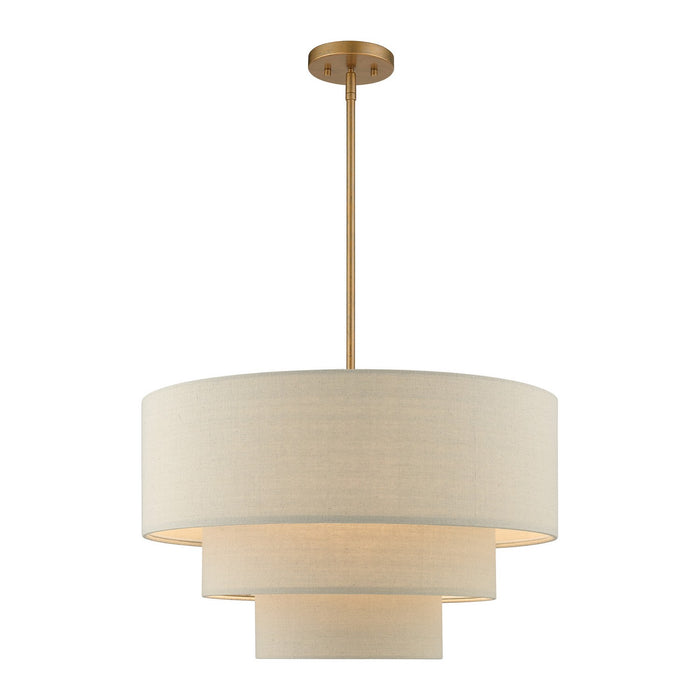 Livex Lighting 58894-48 Four Light Pendant Chandelier, Antique Gold Leaf