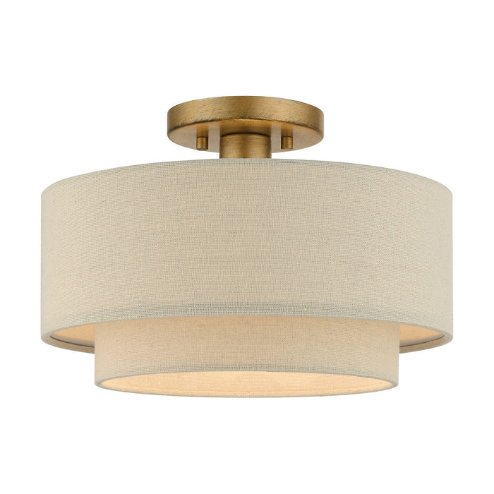 Livex Lighting 58896-48 One Light Semi-Flush Mount, Antique Gold Leaf