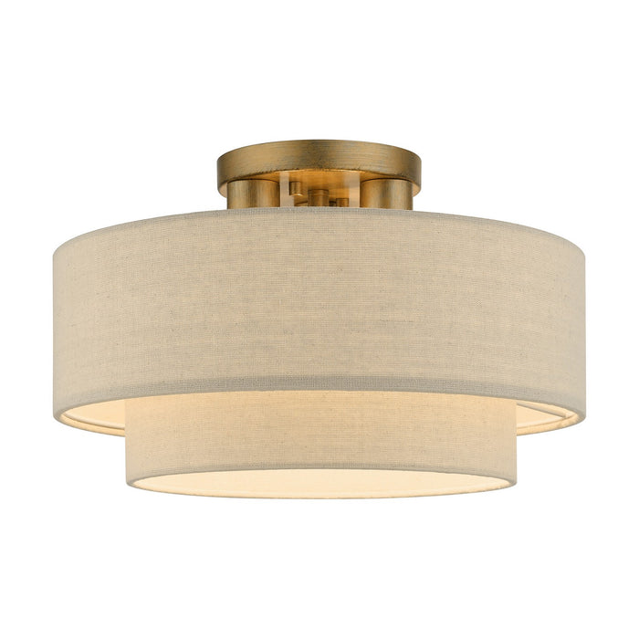 Livex Lighting 58897-48 Three Light Semi-Flush Mount, Antique Gold Leaf