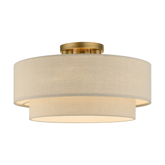 Livex Lighting 58898-48 Three Light Semi-Flush Mount, Antique Gold Leaf