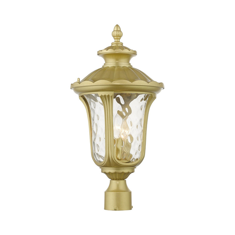 Livex Lighting 7859-33 Three Light Outdoor Post Top Lantern, Soft Gold