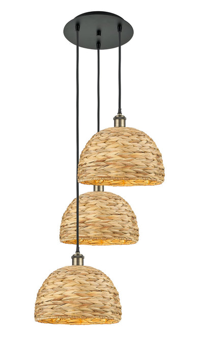 Innovations 113B-3P-BAB-RBD-12-NAT Three Light Pendant, Black Antique Brass