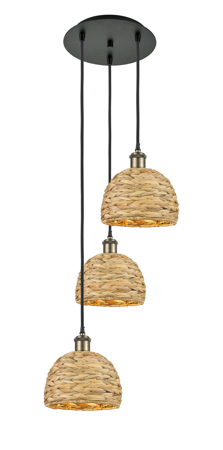 Innovations 113B-3P-BAB-RBD-8-NAT Three Light Pendant, Black Antique Brass
