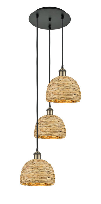 Innovations 113B-3P-BAB-RBD-8-NAT Three Light Pendant, Black Antique Brass
