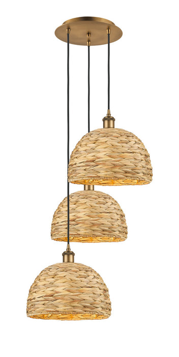 Innovations 113B-3P-BB-RBD-12-NAT Three Light Pendant, Brushed Brass