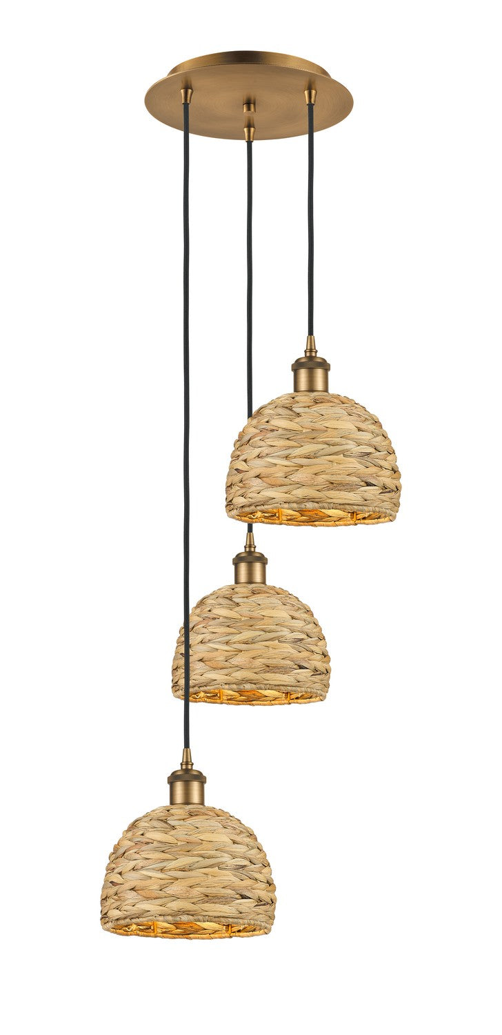Innovations 113B-3P-BB-RBD-8-NAT Three Light Pendant, Brushed Brass