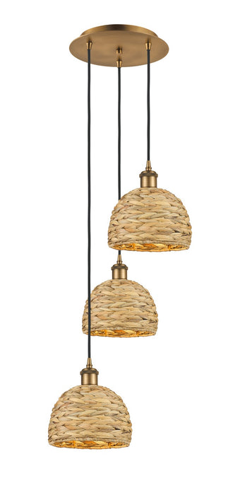Innovations 113B-3P-BB-RBD-8-NAT Three Light Pendant, Brushed Brass
