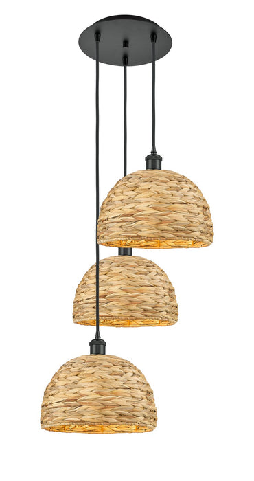 Innovations 113B-3P-BK-RBD-12-NAT Three Light Pendant, Matte Black