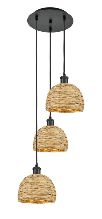 Innovations 113B-3P-BK-RBD-8-NAT Three Light Pendant, Matte Black