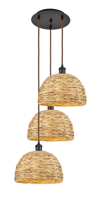 Innovations 113B-3P-OB-RBD-12-NAT Three Light Pendant, Oil Rubbed Bronze