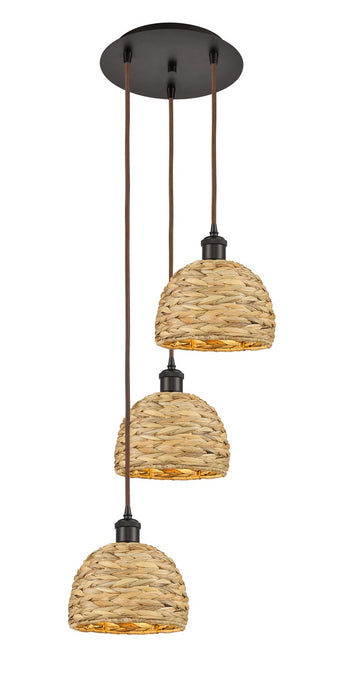 Innovations 113B-3P-OB-RBD-8-NAT Three Light Pendant, Oil Rubbed Bronze