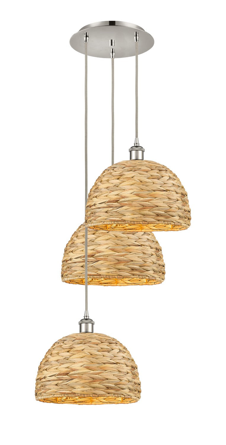 Innovations 113B-3P-PN-RBD-12-NAT Three Light Pendant, Polished Nickel