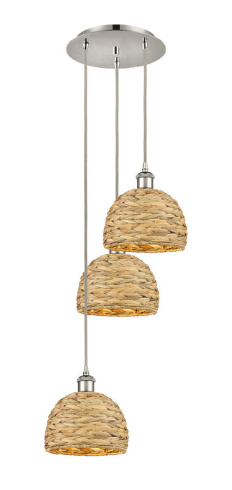 Innovations 113B-3P-PN-RBD-8-NAT Three Light Pendant, Polished Nickel