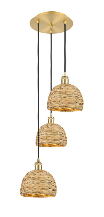 Innovations 113B-3P-SG-RBD-8-NAT Three Light Pendant, Satin Gold