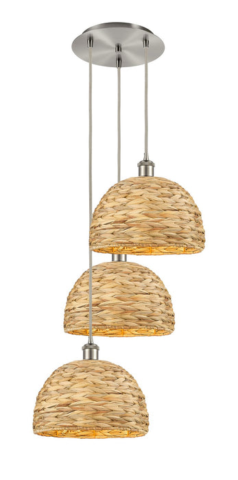 Innovations 113B-3P-SN-RBD-12-NAT Three Light Pendant, Brushed Satin Nickel