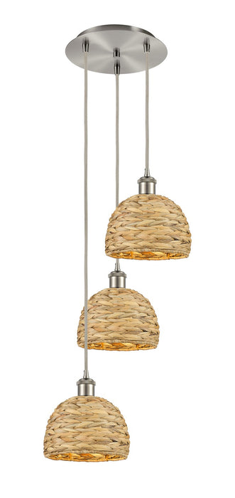 Innovations 113B-3P-SN-RBD-8-NAT Three Light Pendant, Brushed Satin Nickel