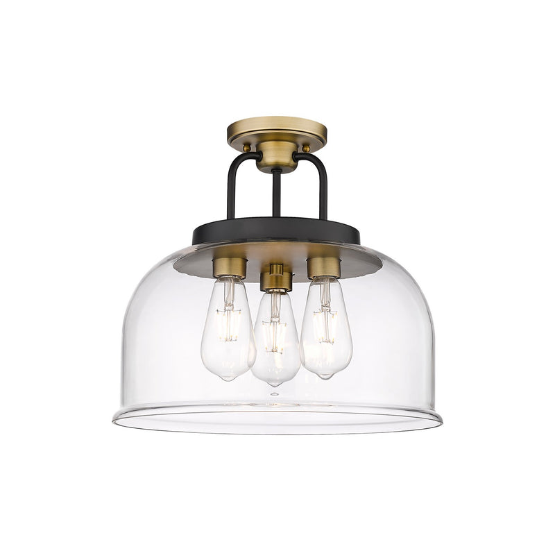 Innovations 239-3C-BBB-G239-15CL Three Light Flush Mount, Black Brushed Brass