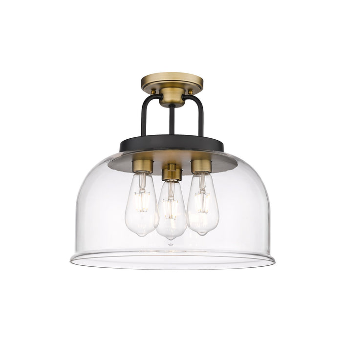 Innovations 239-3C-BBB-G239-15CL Three Light Flush Mount, Black Brushed Brass