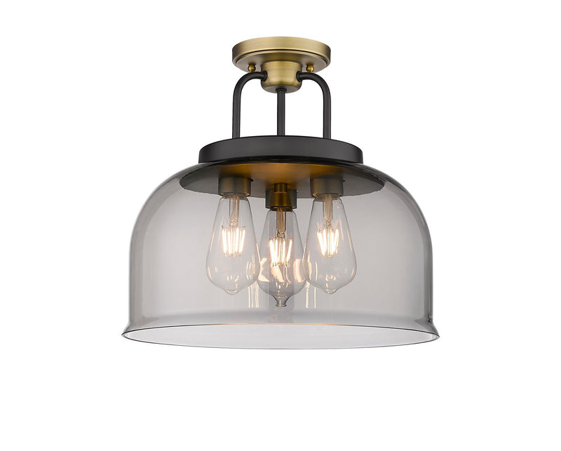 Innovations 239-3C-BBB-G239-15SM Three Light Flush Mount, Black Brushed Brass