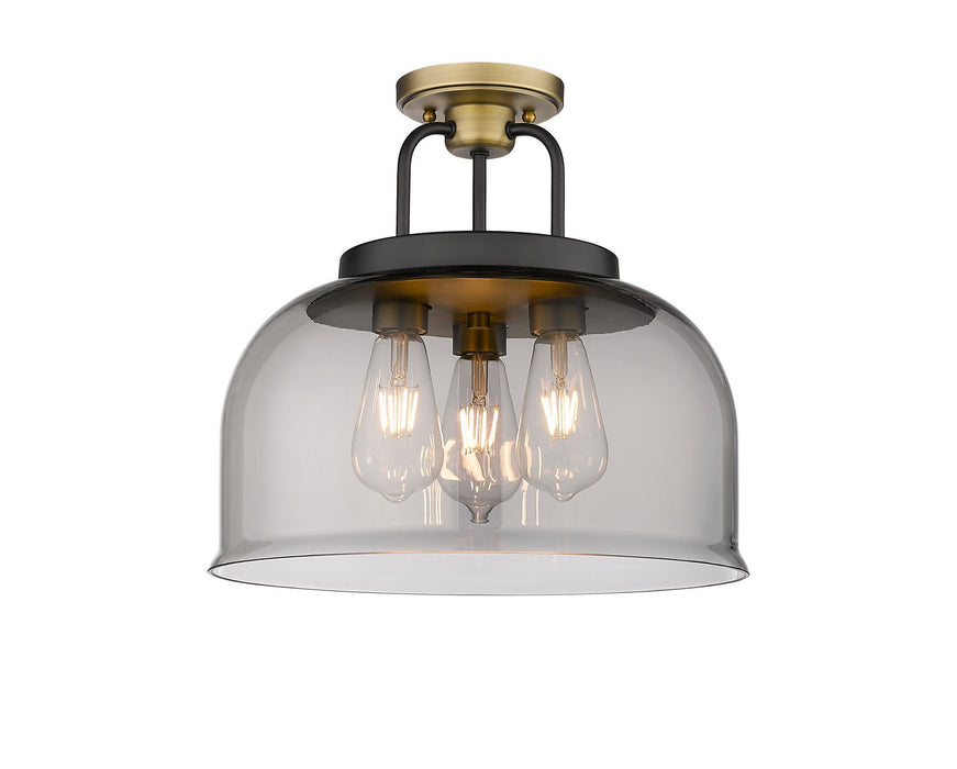 Innovations 239-3C-BBB-G239-15SM Three Light Flush Mount, Black Brushed Brass