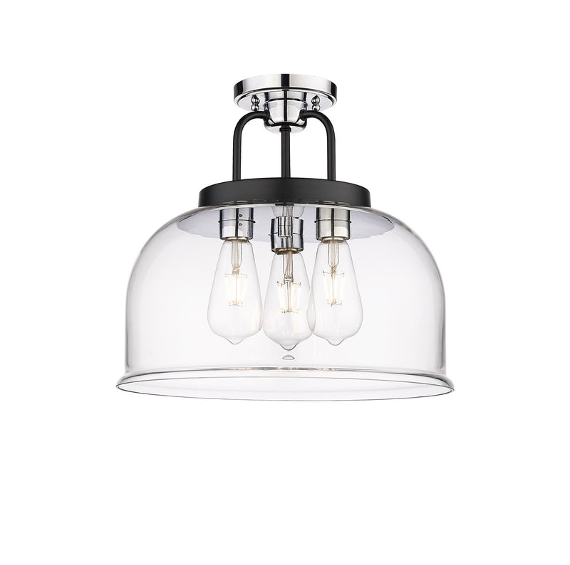 Innovations 239-3C-BPC-G239-15CL Three Light Flush Mount, Black Polished Chrome