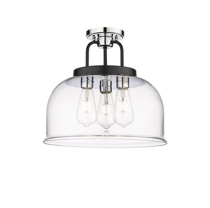 Innovations 239-3C-BPC-G239-15CL Three Light Flush Mount, Black Polished Chrome